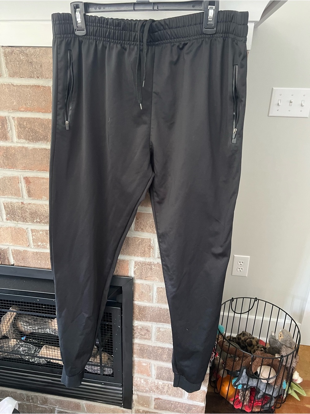 Men's Black Drawstring Joggers with Zipper Pockets